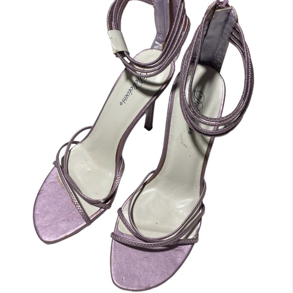 Metallic Purple Strappy Stiletto Heels - Picture 6 of 6